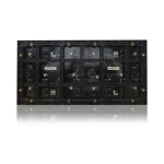 Backside view of a black LED display panel with various electronic components.