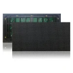 LED display panel showing a black surface with white dots and a circuit board on the back.