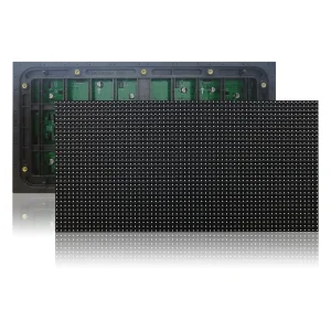 LED display panel showing a black surface with white dots and a circuit board on the back.