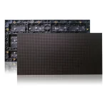 Black LED display panel with a textured surface and a backing structure for mounting.