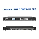X7 color light controller showing front and back views with various input and output ports.