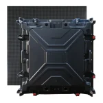 Front view of a black LED display panel with a grid pattern on the back.