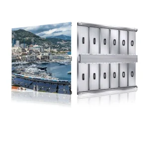 View of Monaco harbor with yachts and a metallic storage structure for boats.