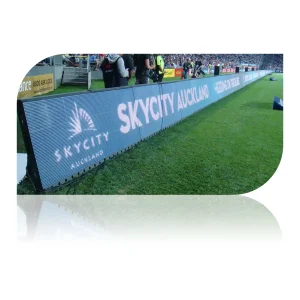 LED advertising board displaying 'Skycity Auckland' at a sports event.