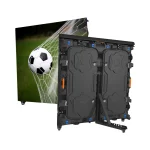 Foldable soccer goal with a black frame and a net featuring a soccer ball hitting it.