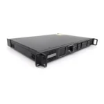Black rackmount audio processor with multiple control buttons and a display panel.