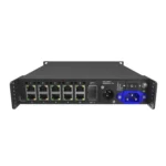 Network switch featuring ten Ethernet ports and power input on the rear panel.