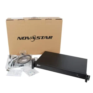 NovaStar LED display controller with packaging, cables, and accessories included.