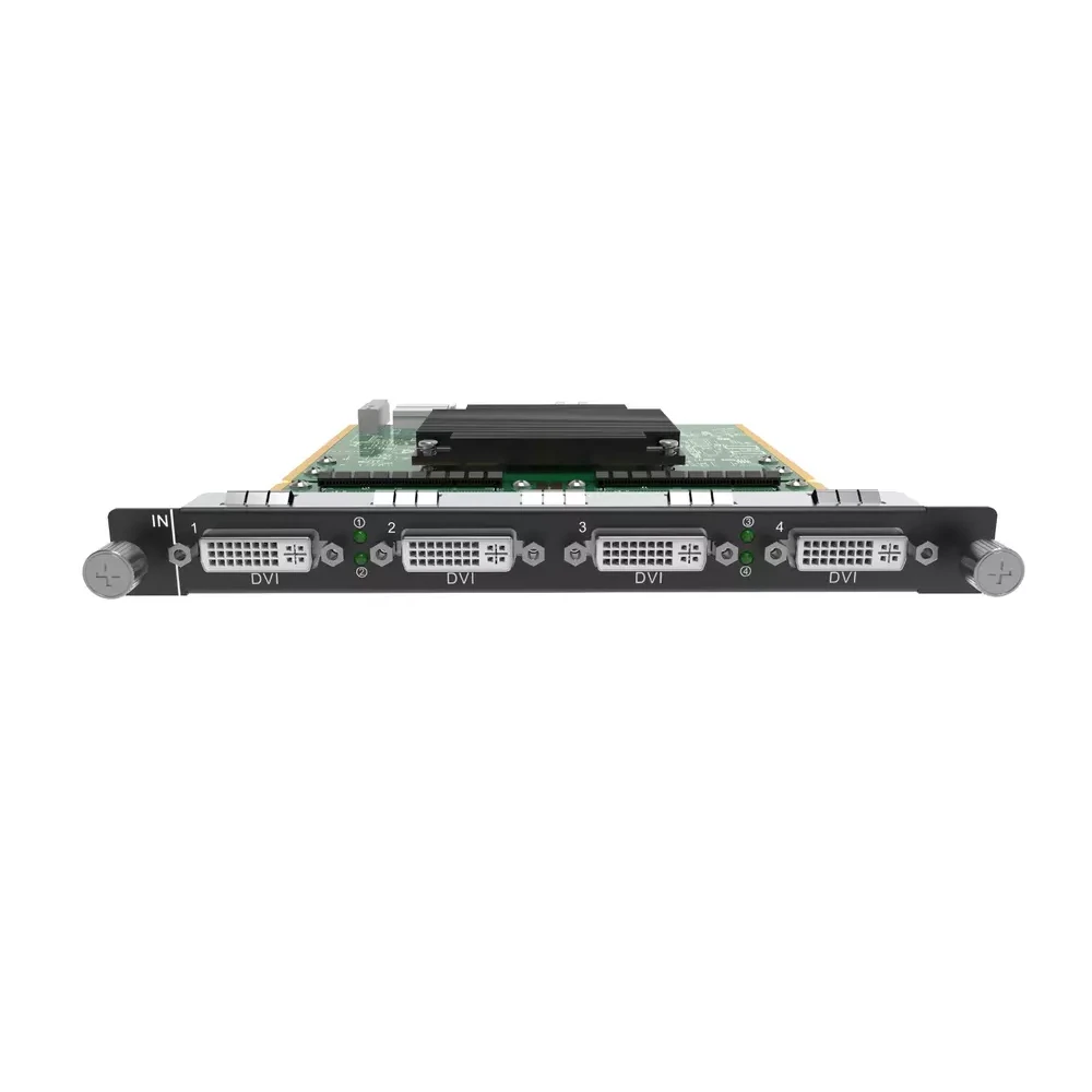 Graphics processing unit featuring four DVI ports on the front panel.