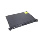 Black rackmount server chassis with front control panel and ventilation slots.