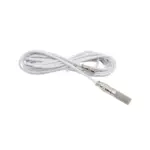 White microphone cable with a connector on one end and a textured grip on the other end.