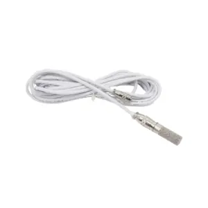 White microphone cable with a connector on one end and a textured grip on the other end.