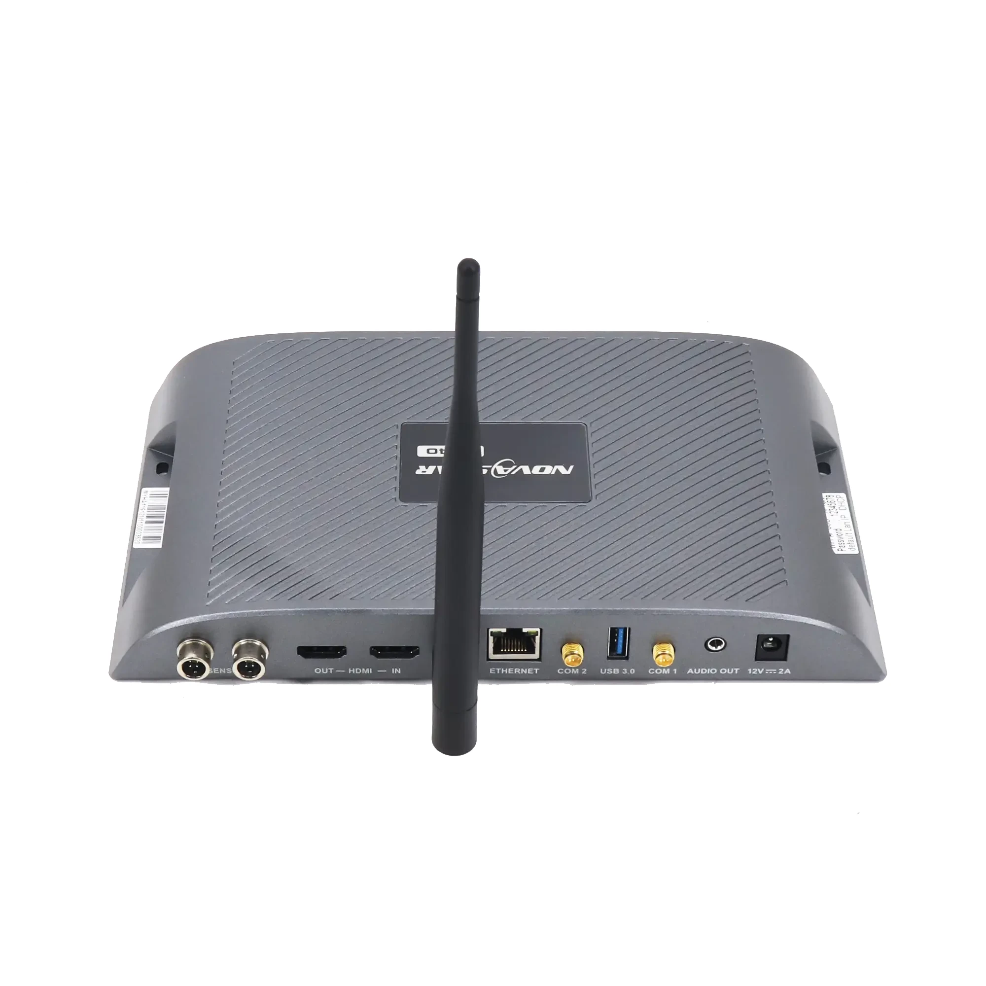 Back view of a Nuvoton network router showing ports and antenna.