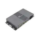 Network video recorder device with multiple input and output ports on the back panel.