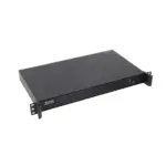 Black rackmount power supply unit with front panel controls and ventilation slots.