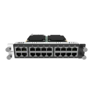 Network switch module featuring multiple Ethernet ports for connectivity.