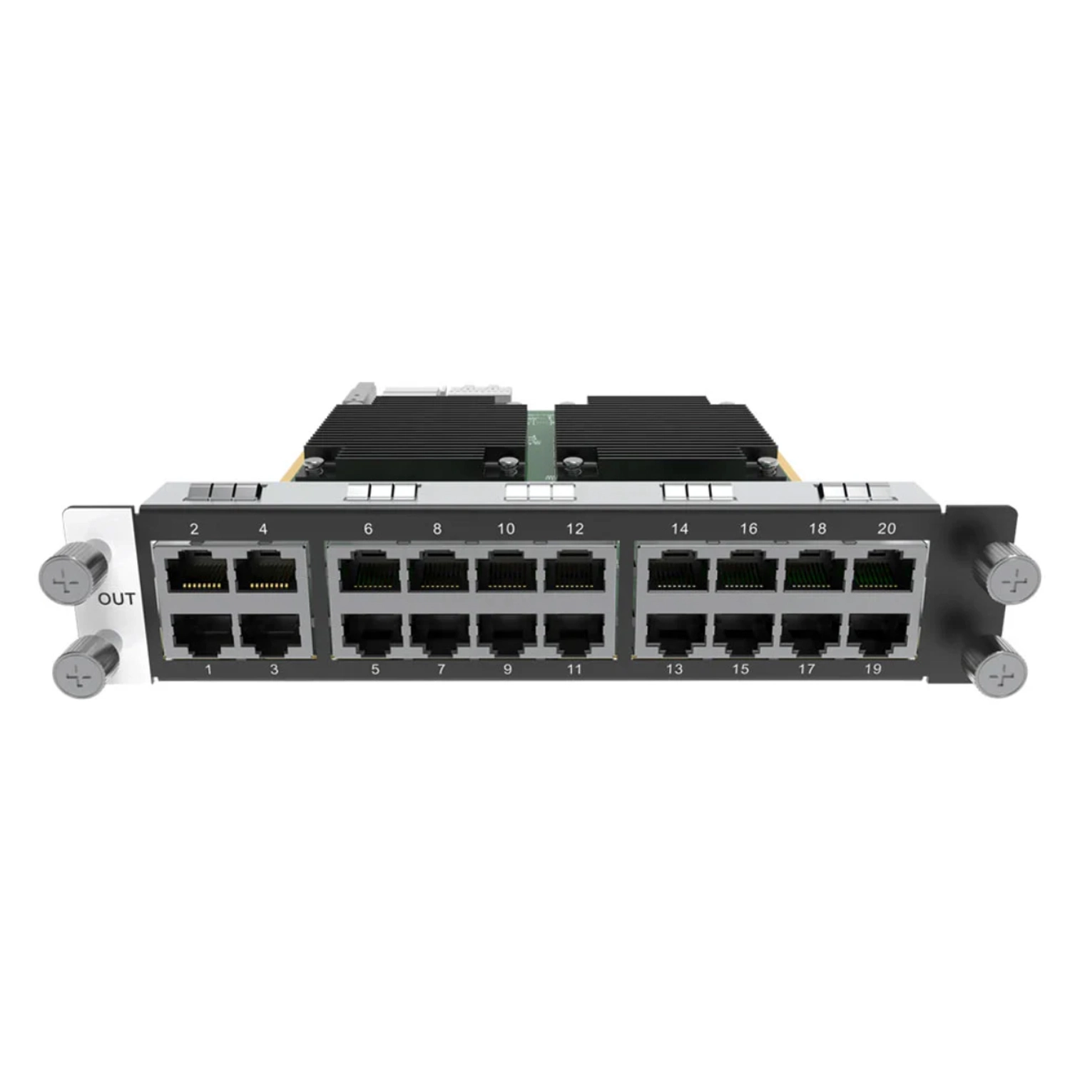 Network switch featuring multiple Ethernet ports for connectivity in a data center setup.