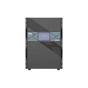 Front view of a black and gray server rack unit with a digital display.