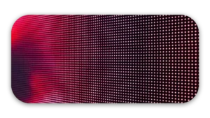 Digital LED display featuring a pattern of red and pink dots arranged in a grid.