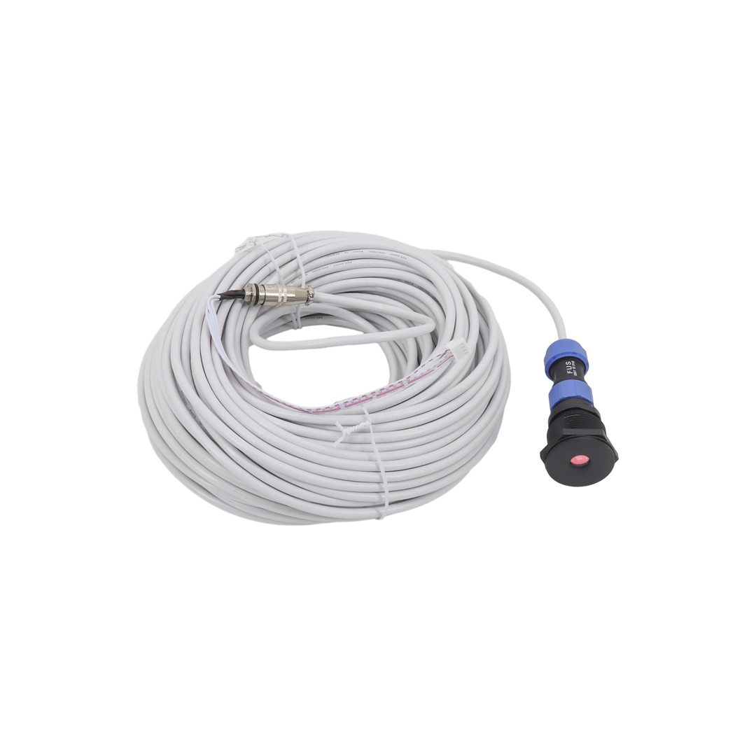 White electrical extension cord coiled with a connector at one end.