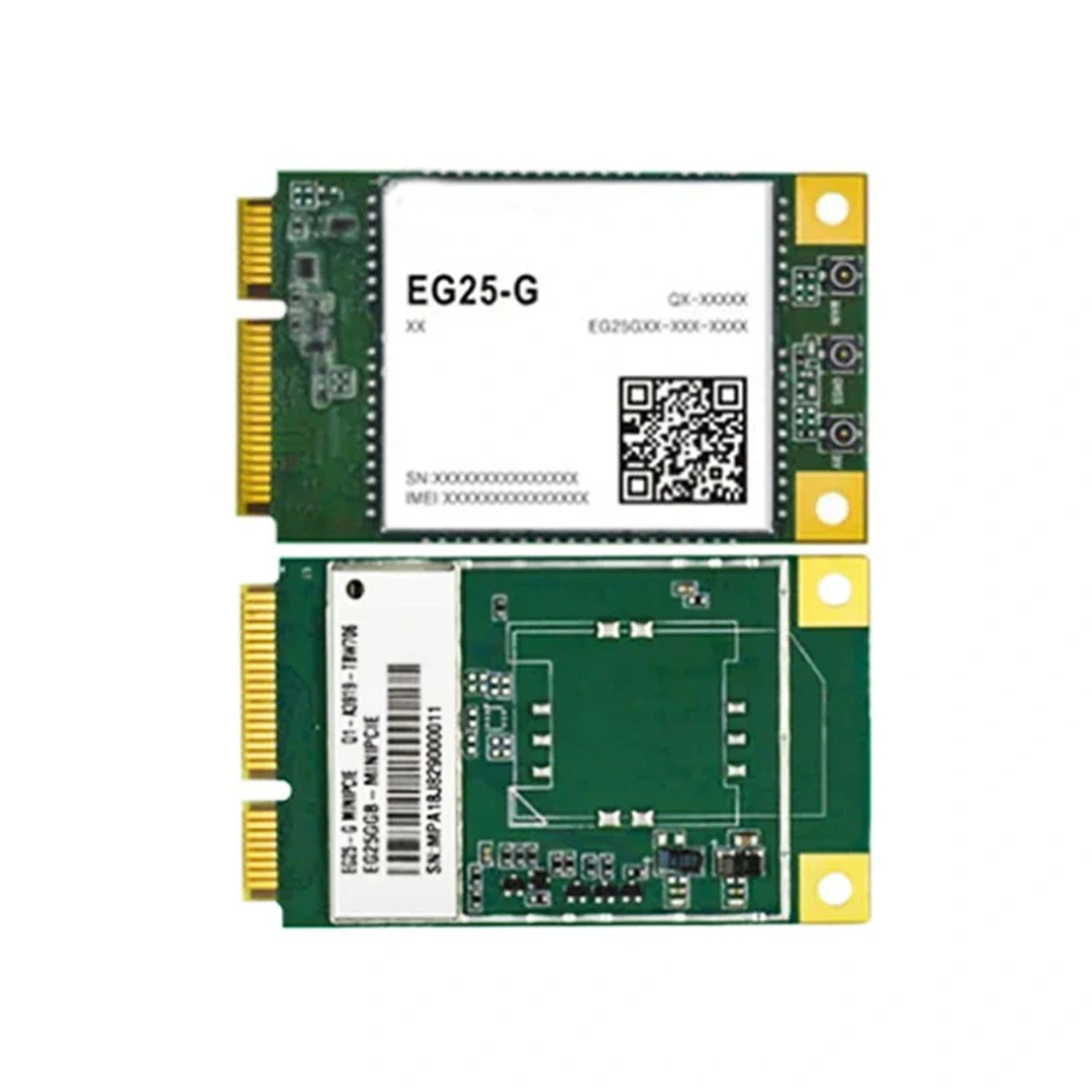 EG25-G wireless communication module with two sides showing components and labels.