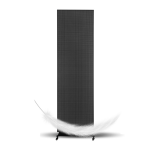 Black tall storage cabinet with a textured surface and wheels for mobility.